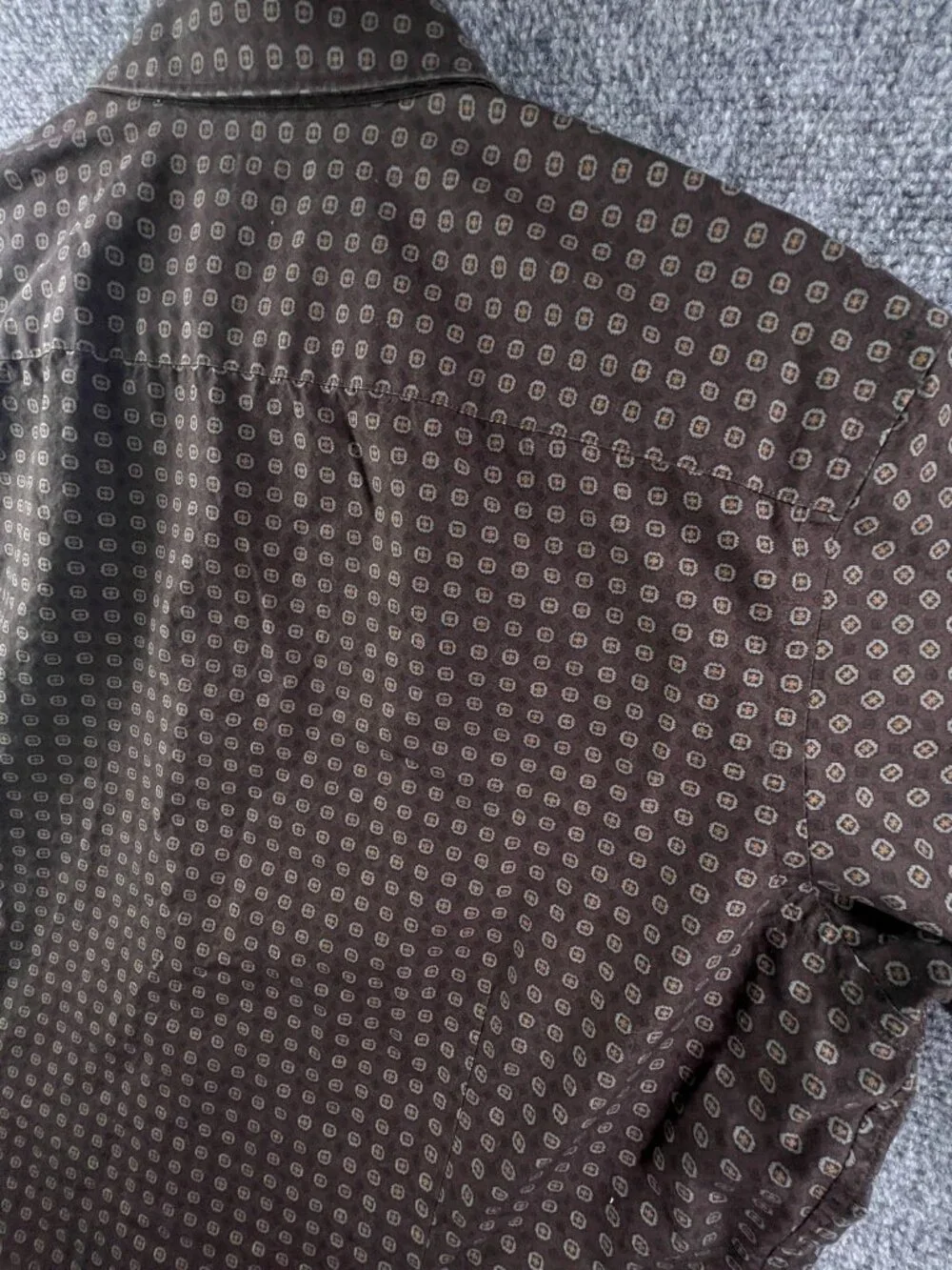 Banana Republic Button Up Shirt Men's Medium 15 15.5 Brown Geometric Print L/S